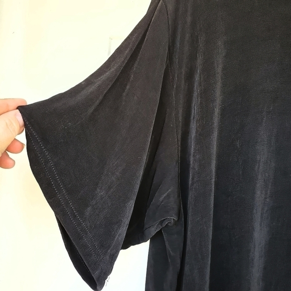 Vtg Brenna's plus sz 2x 3x 4x ribbed black shoulder pads blouse top - Picture 2 of 10